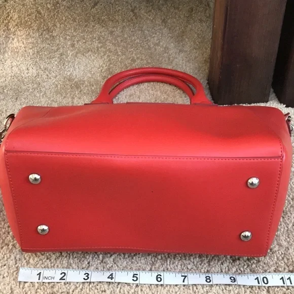 Vera Bradley dark orangish red faux leather zippered satchel. - Picture 9 of 12